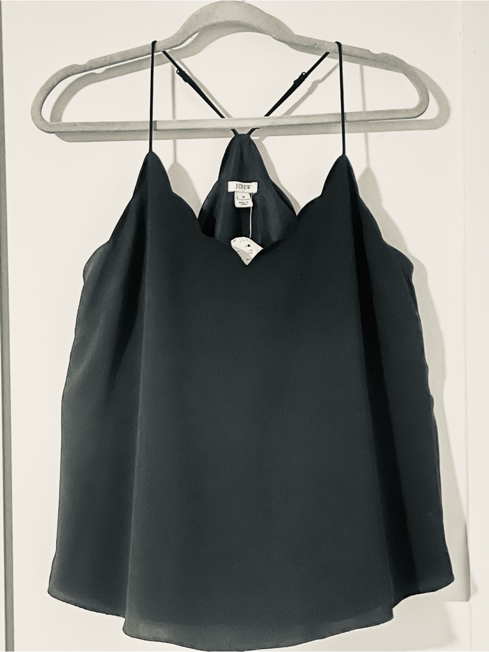 J. Crew Black Satin V-Neck Spaghetti Strap Cami